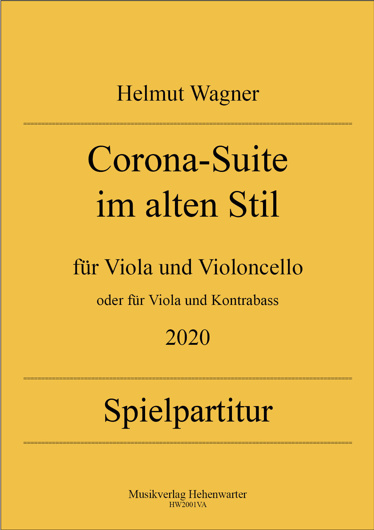 HW2001Titelseite2 Wagner, Helmut –  Corona-Suite im alten Stil