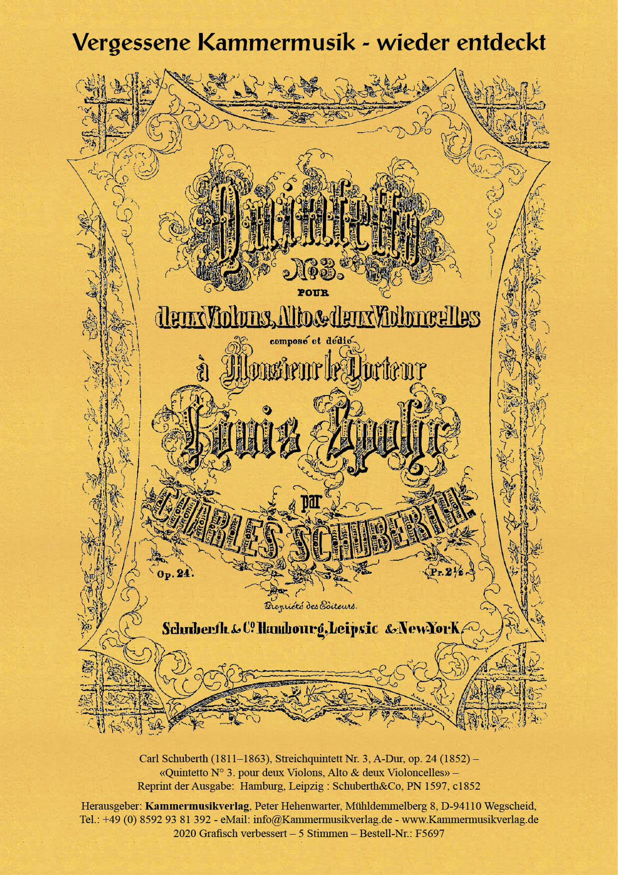 F5697_Schuberth_op_24_Titelgrafik Schuberth, Carl - String Quintet No. 3, A major, op.24