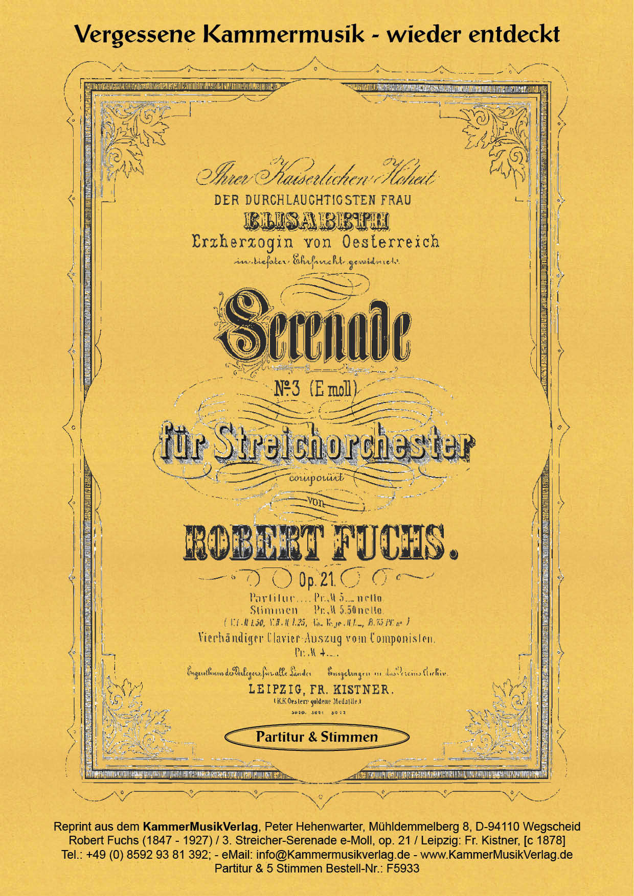 F5933-Fuchs_Titelgrafik Fuchs, Robert – Serenade für Streichorchester Nr. 3, e-Moll, op. 21