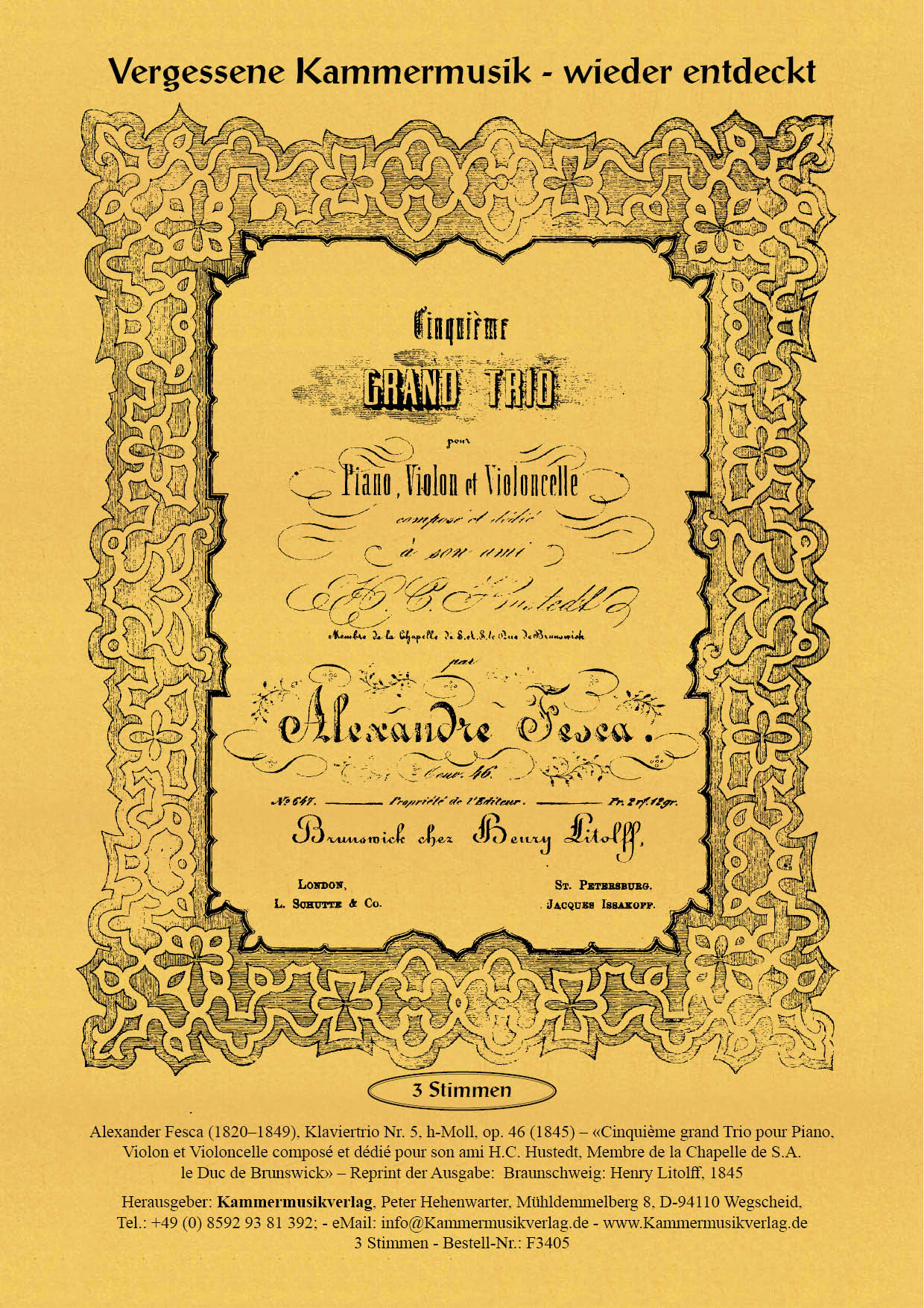 F3405_Fesca_Trio_46__Titelgrafik Fesca, Alexander – Klaviertrio Nr. 5, h-Moll, op. 46