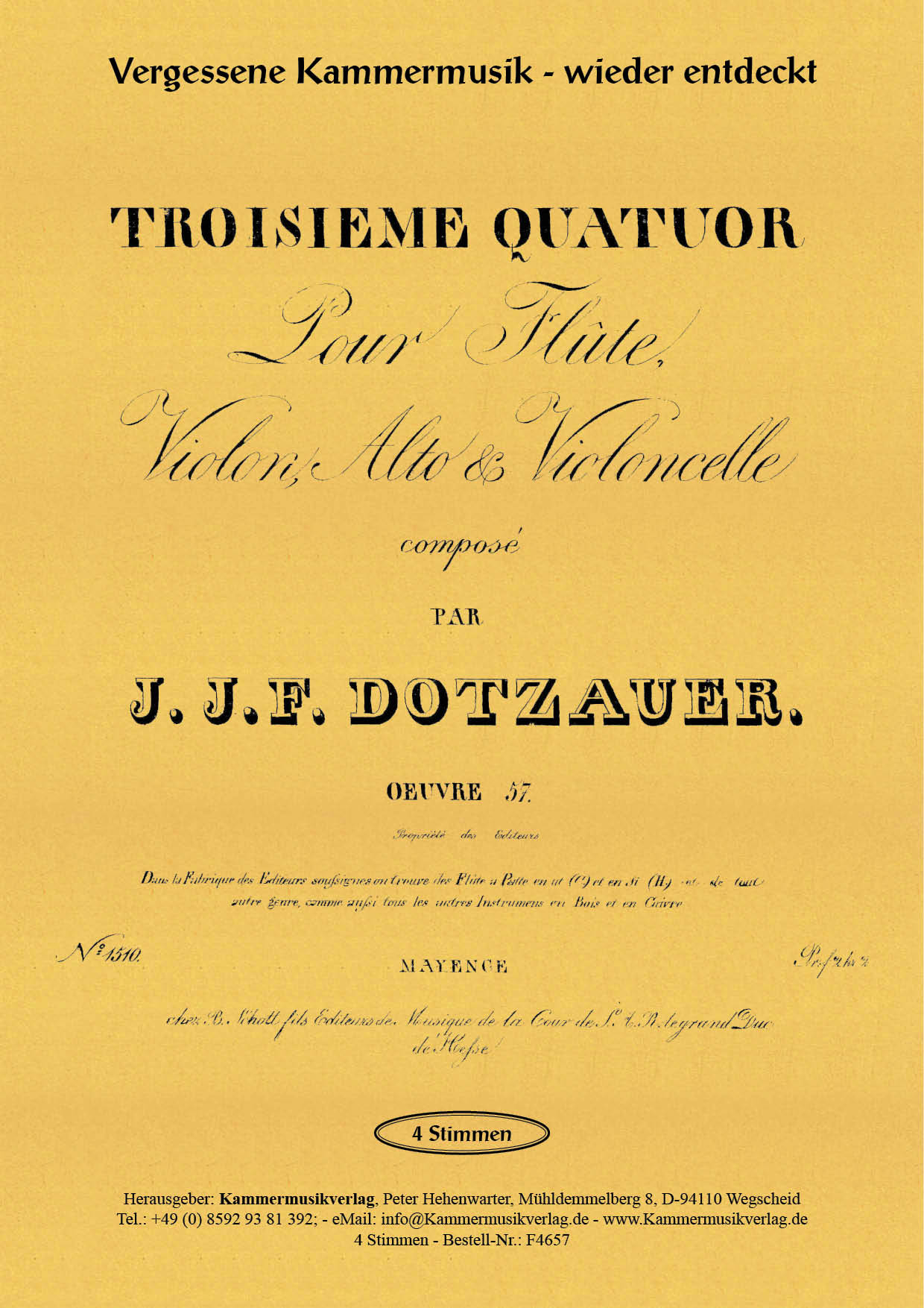 F4657_Dotzauer_op_57__Titelgrafik Dotzauer, Justus Johann Friedrich - Flute quartet Nr. 3, E-major, op. 57