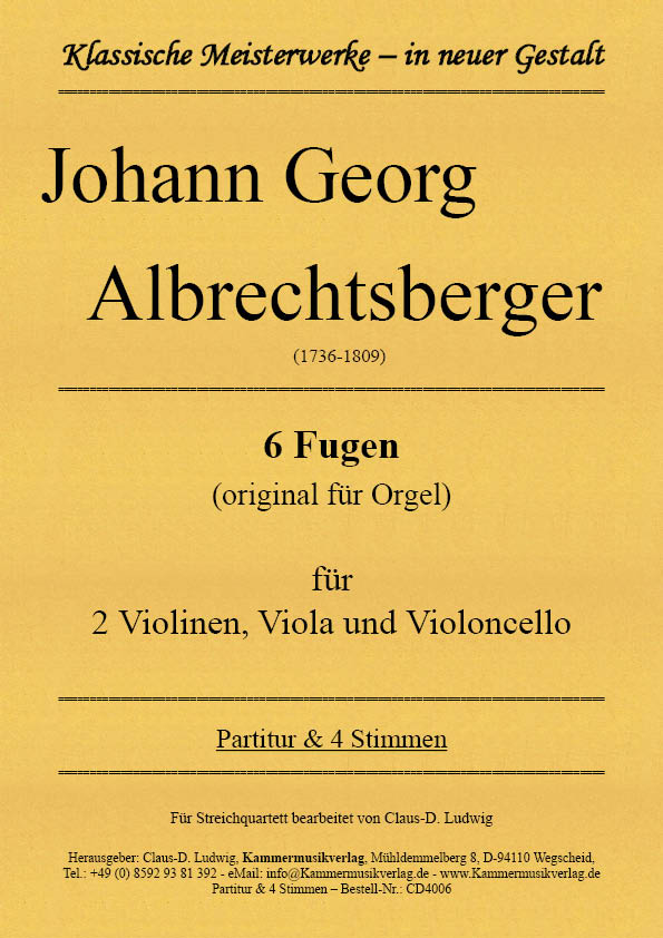 Albrechtsberger, Johann Georg – 6 Fugen (original für Orgel) Albrechtsberger, Johann Georg – 6 Fugen (original für Orgel)