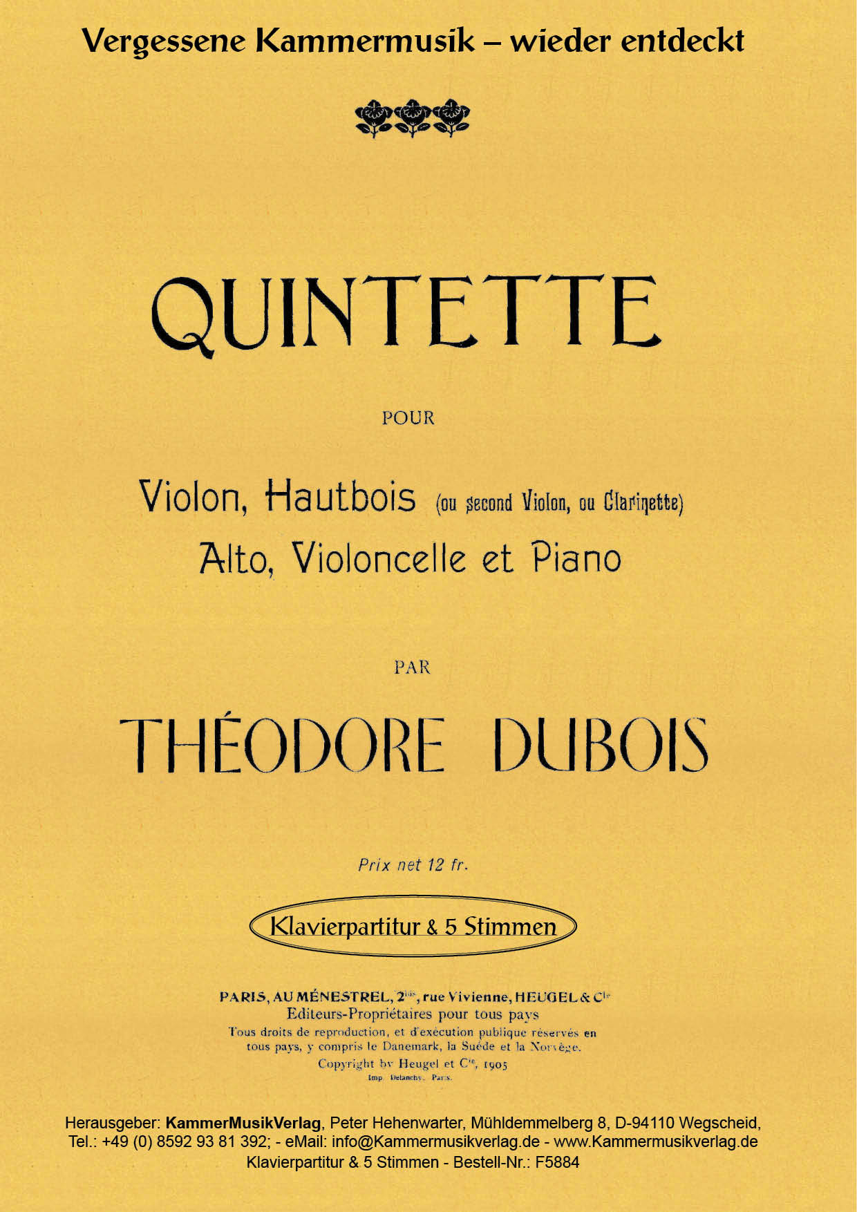 F5884-Dubois_op_5_Titelgrafik Dubois, Théodore – Klavierquintett, F-Dur