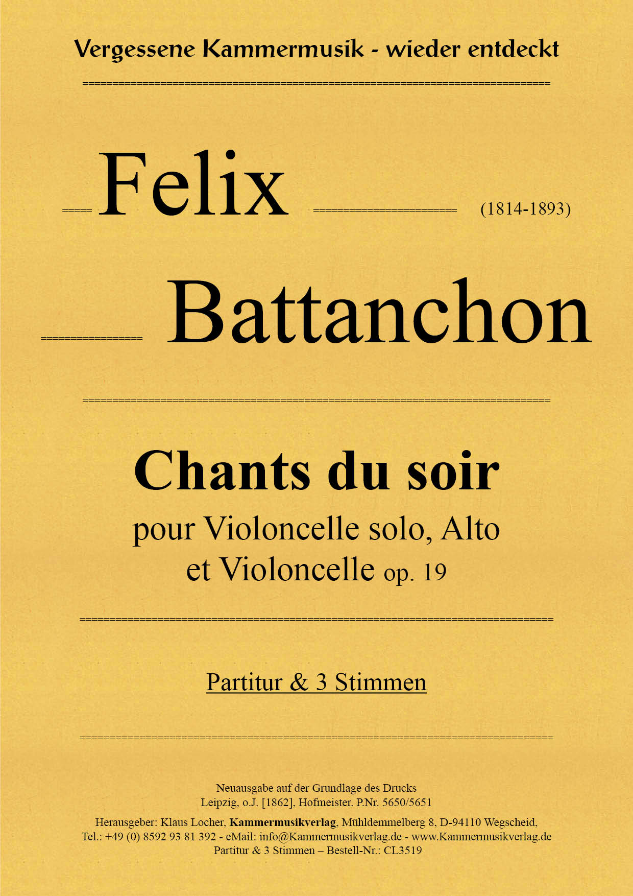 CL3519-Battanchon_Titelgrafik Battanchon, Felix – Chants du soir, op. 19