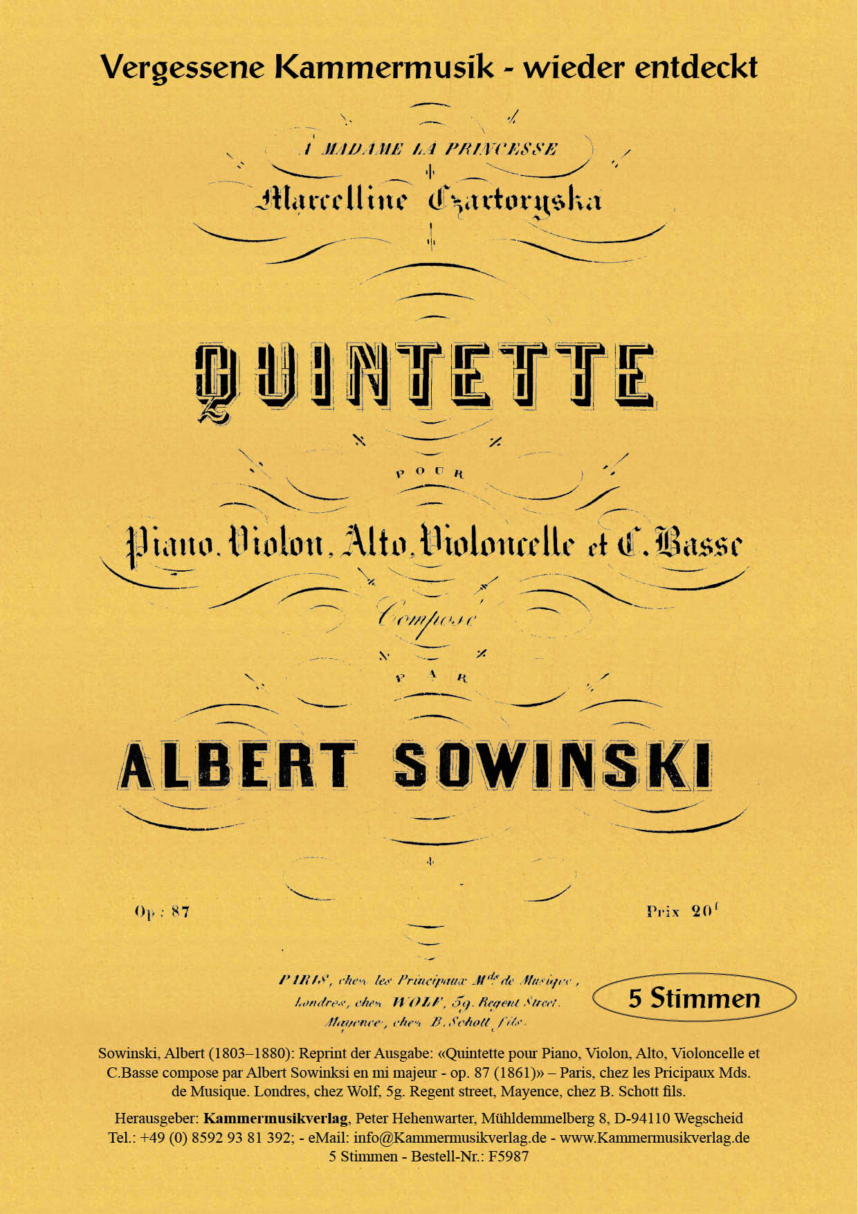F5987_Sowinski_op_87__Titelgrafik5a5647ce54458 Sowinski, Albert - piano quintet with double bass, E major, op.87