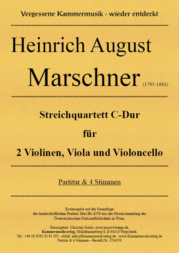CS4359-Marschner-C-Dur__Titelgrafik Marschner, Heinrich August – Streichquartett C-Dur