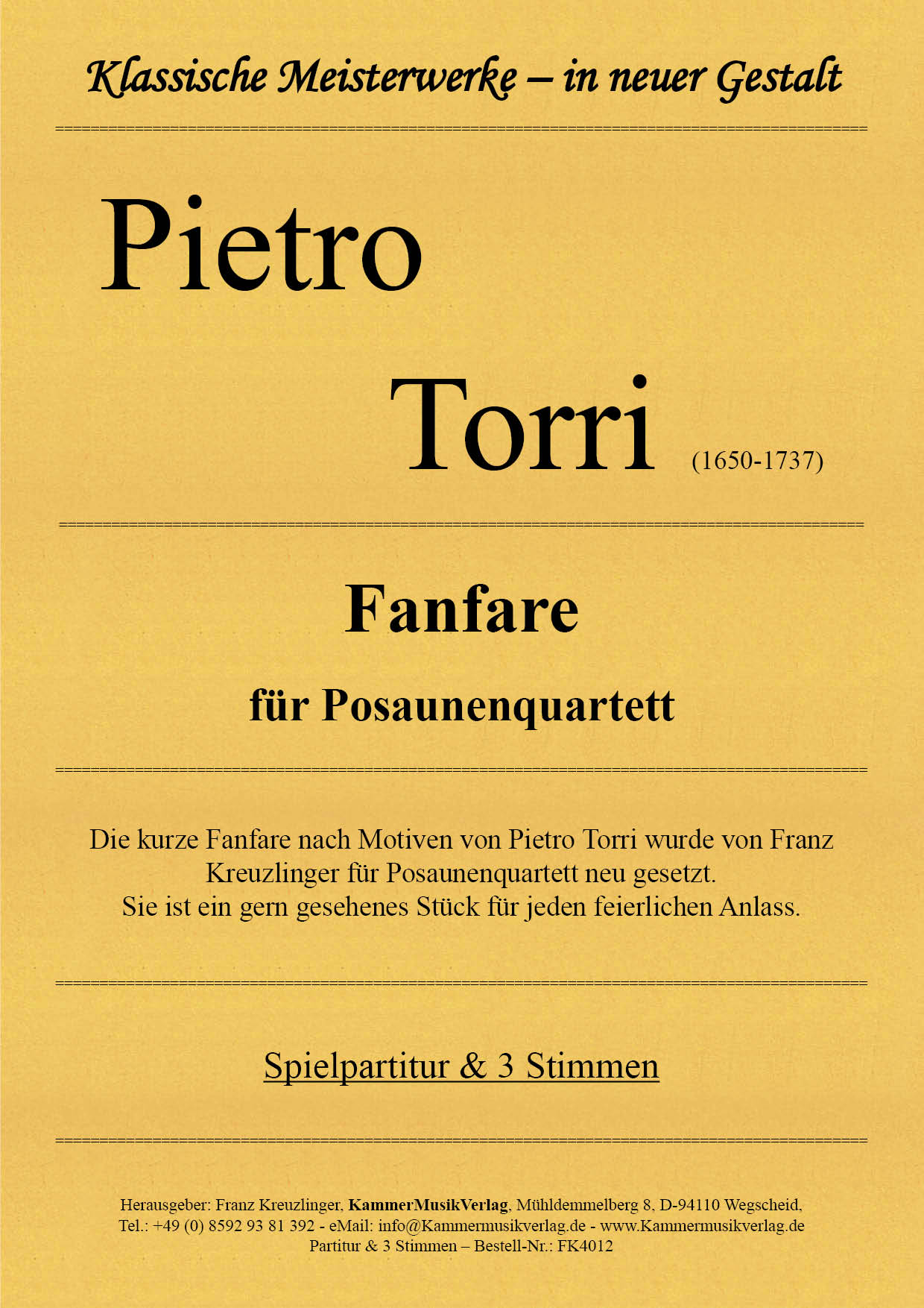 FK4012_Fanfare__Titelgrafik Pietro Torri – Fanfare  für Posaunenquartett
