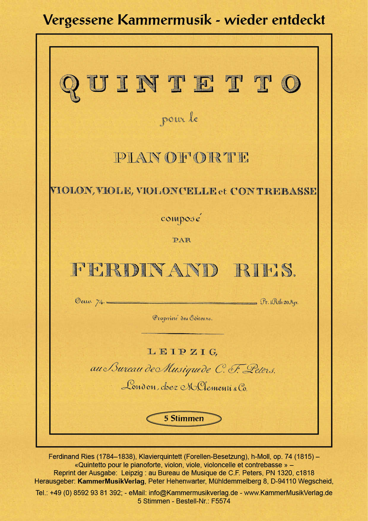 F5574-Ries_Titelgrafik Ries, Ferdinand – Klavierquintett, h-Moll, op. 74