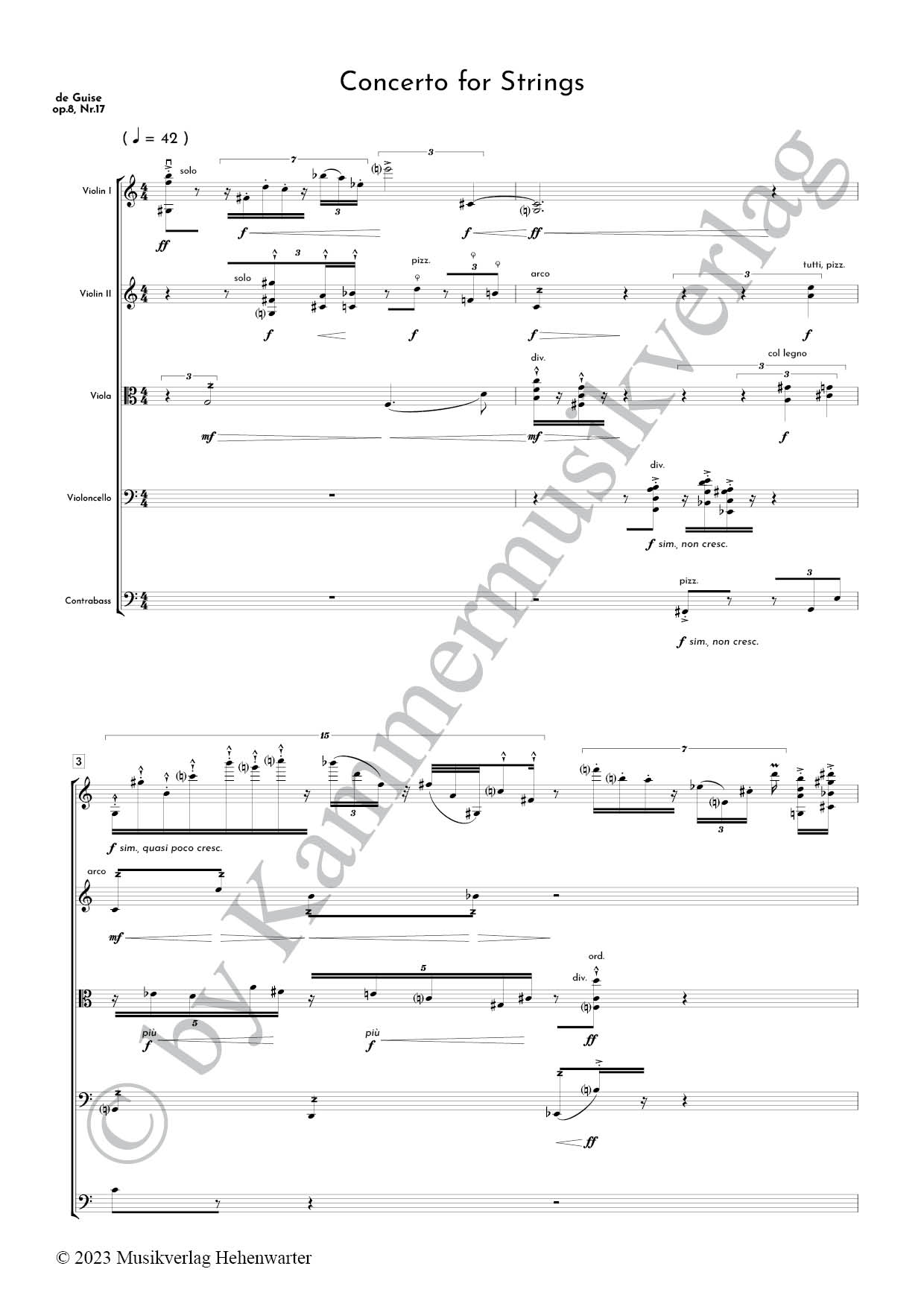 Guise, Jean François de –  Concerto for Strings