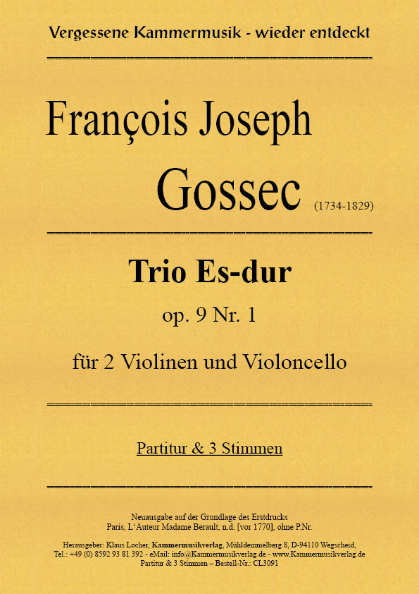 CL3091-Gossec__Titelgrafik Gossec, François Joseph - Trio in E flat major