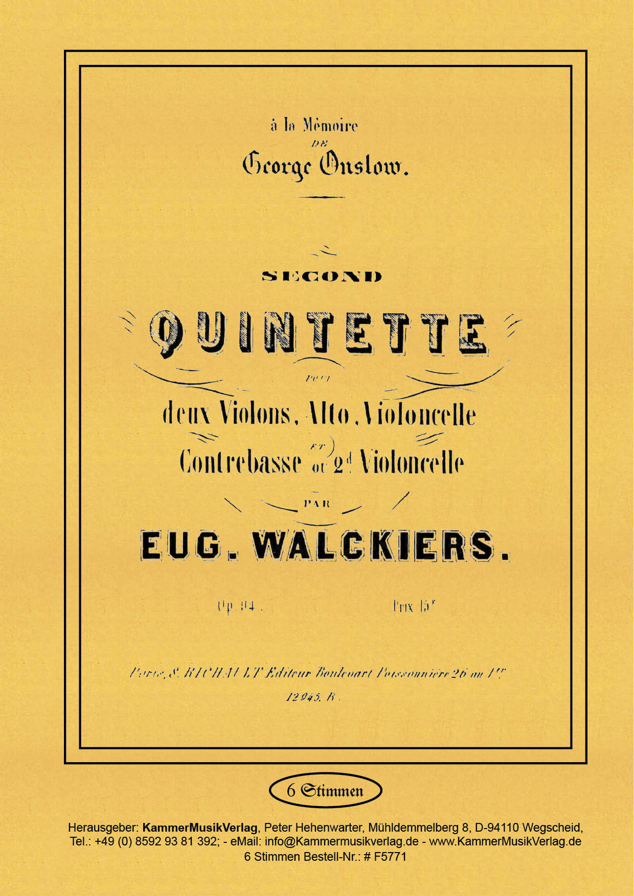 5771_Walckiers_op_094_Titelgrafik Walckiers, Eugéne – Streichquintett Nr. 2, c-Moll, op. 94