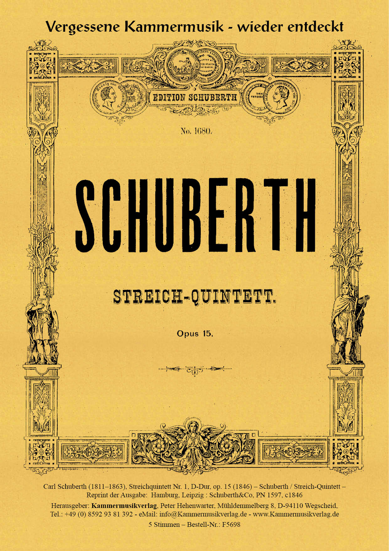 F5698_Schuberth_op_15_Titelgrafik Schuberth, Carl - String Quintet No. 1, D major, op.15