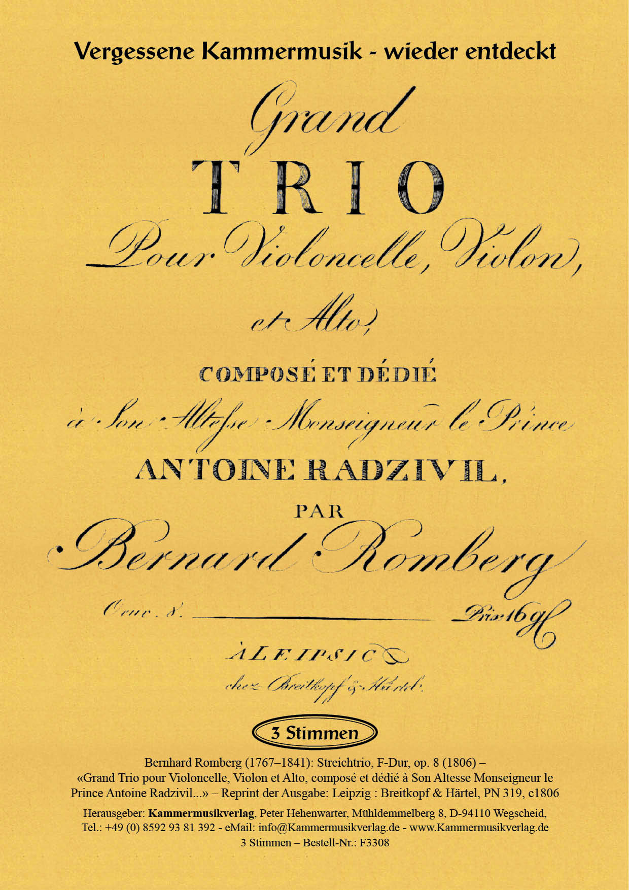 F3308-Romberg_B_op_8__Titelgrafik Romberg, Bernhard - String Trio, F major, op.8