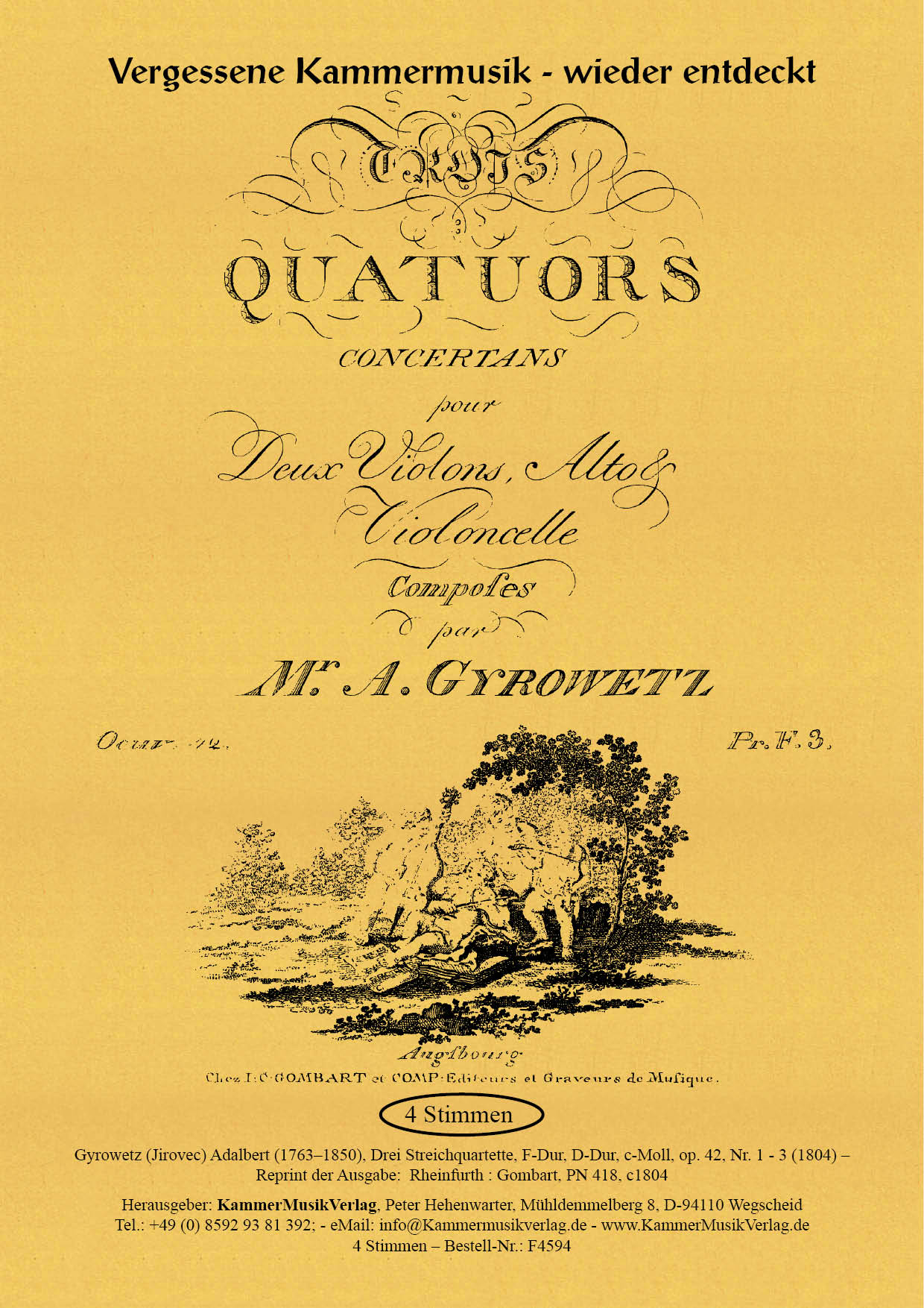 F4594-Gyrowetz_op_42_Titelgrafik Gyrowetz (Jirovec) - Three String Quartet, F major, D major, c minor, op. 42, no. 1 - 3