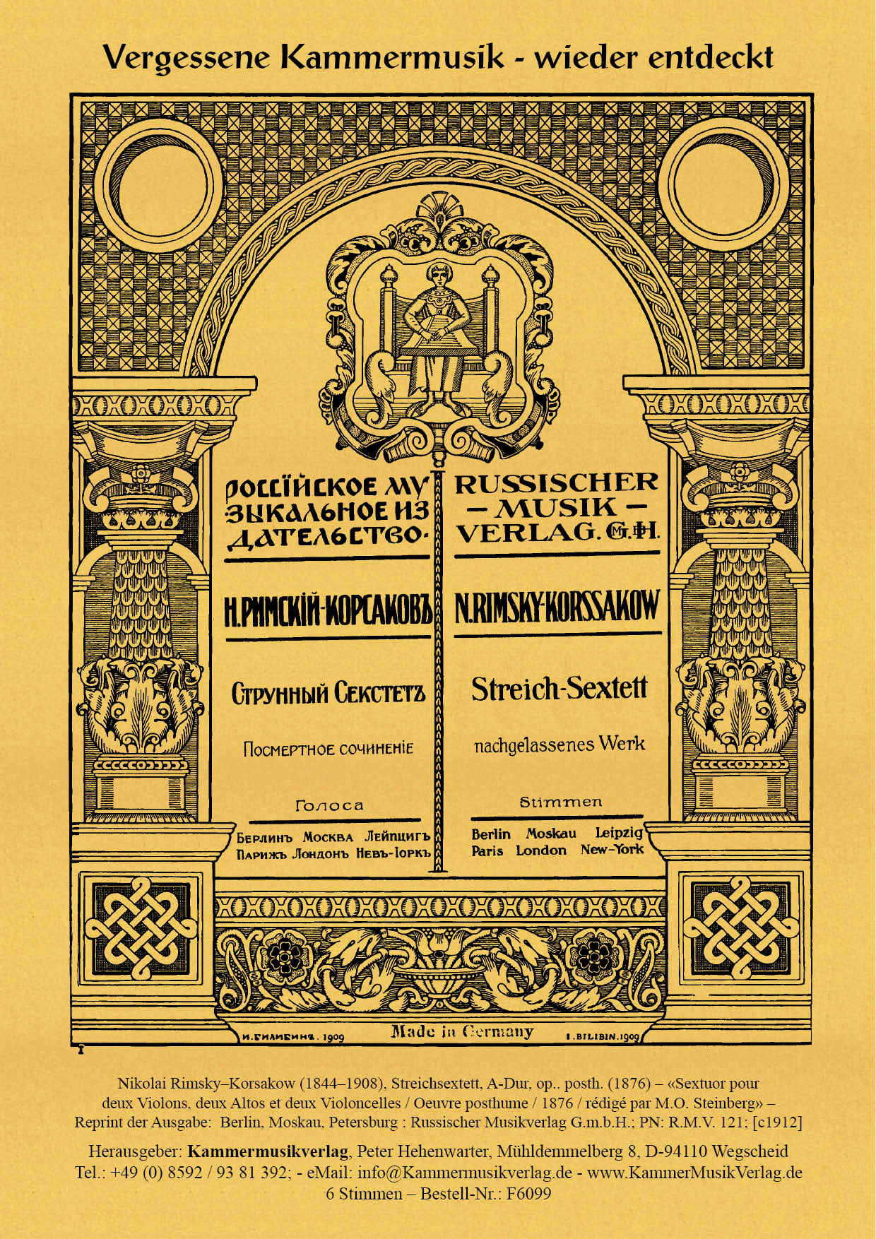 F6099-Rimsky_Korsakow_Titelgrafik Rimsky–Korsakow, Nikolai – Streichsextett, A-Dur, op.. posth. (1876)