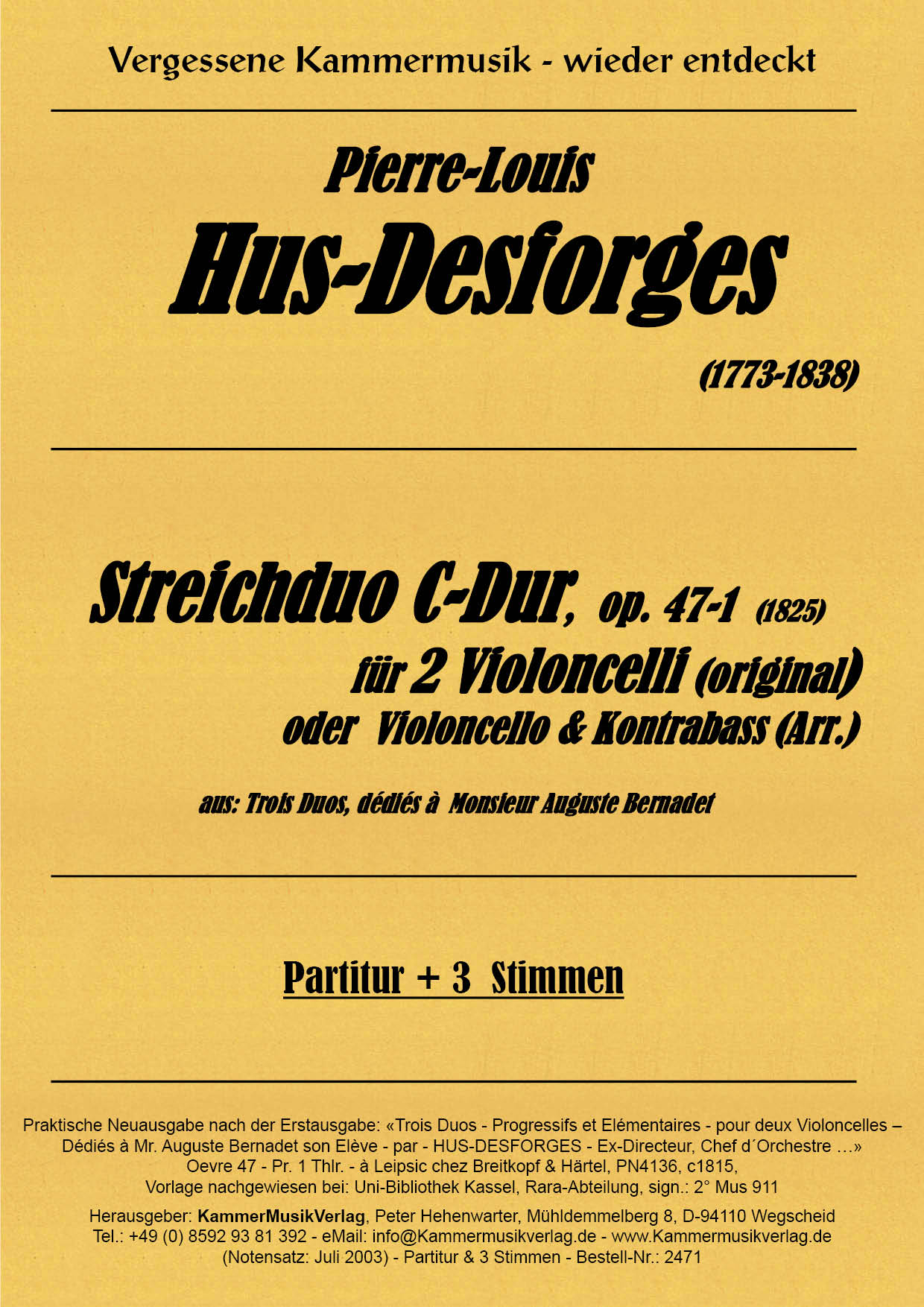 2471-Hus-Desforges_TitelgraphikmoNLdvUDAcVxy Hus-Desforges, Pierre-Louis – Streichduo C-Dur, op. 47-1