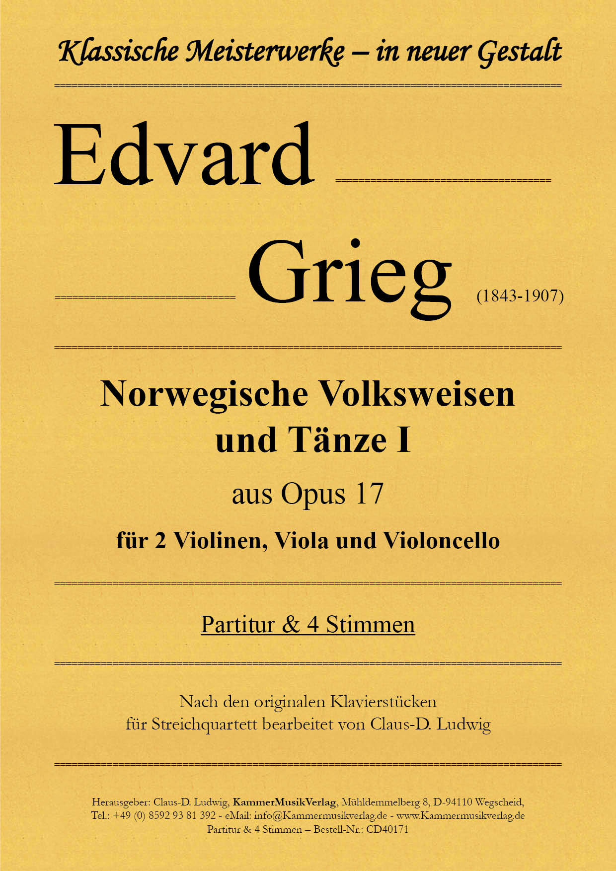 CD40171-Grieg-Volksweisen-B_1__Titelgrafik Grieg, Edvard – Norwegische Volksweisen  und Tänze - Band I