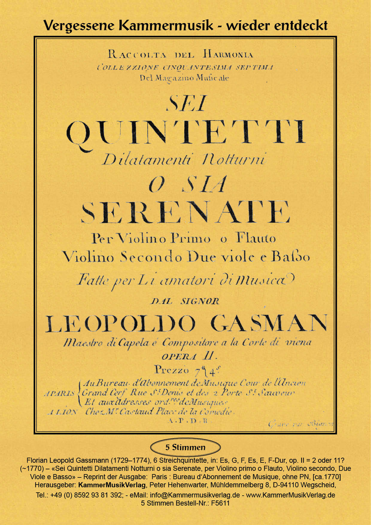 F5611-Gassmann_Titelgrafik Gassmann, Florian Leopold – 6 Flötenquintette
