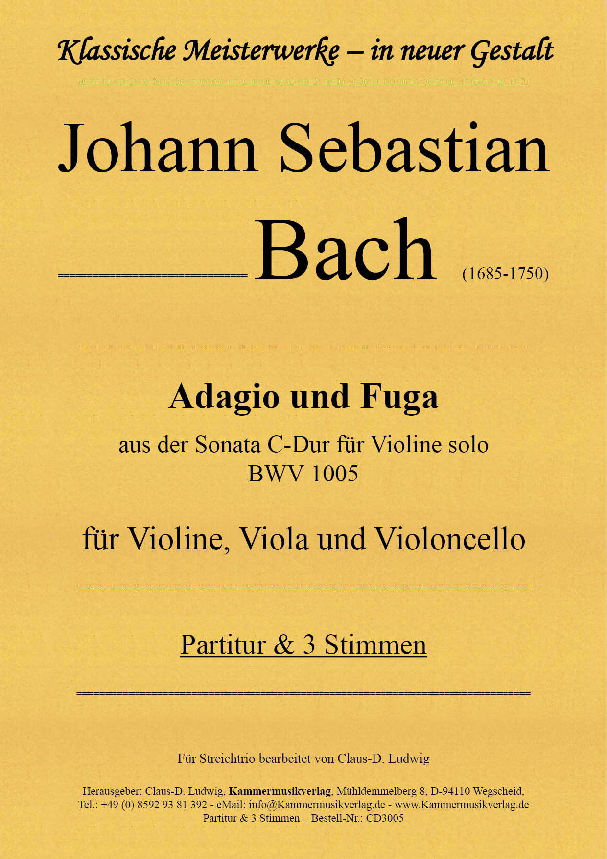CD3005-Bach-Adagio__Titelgrafik Bach, Johann Sebastian - Adagio and Fuga