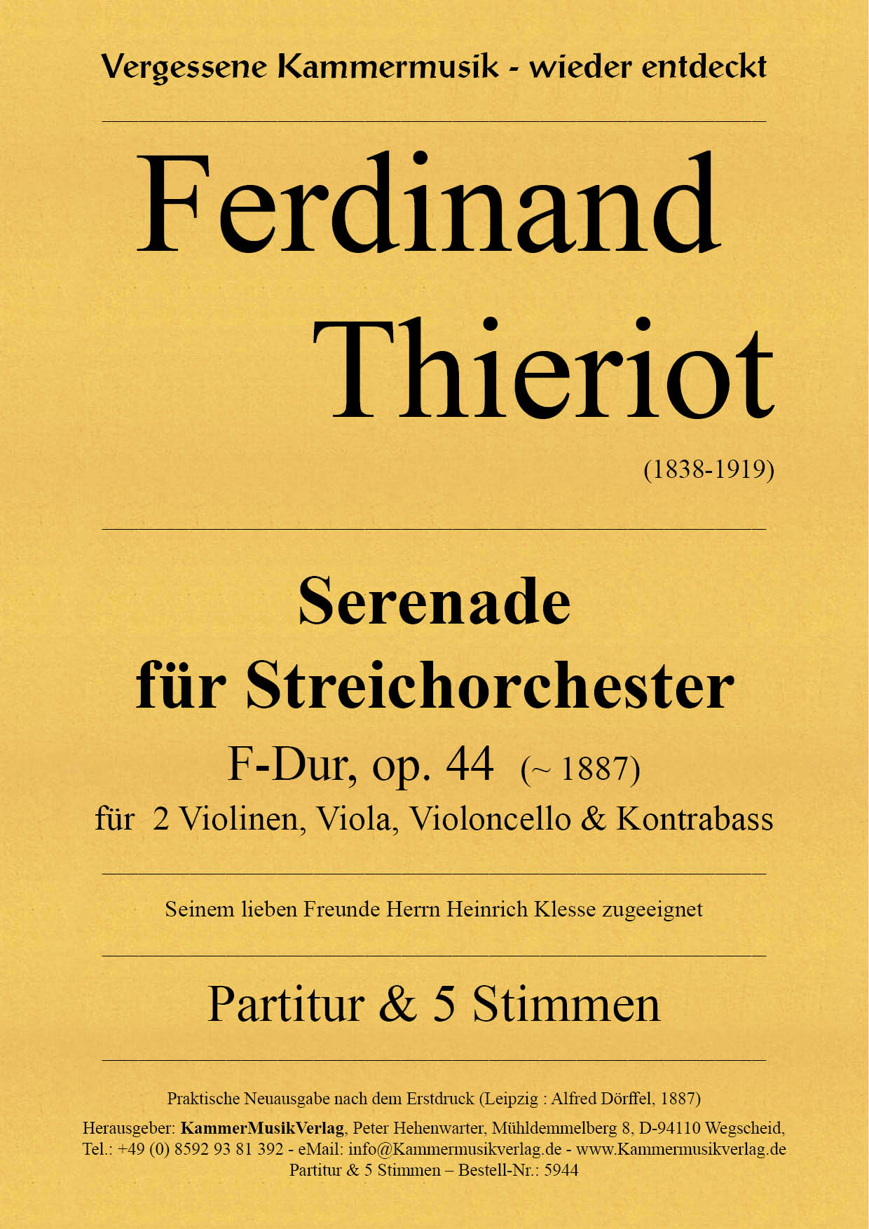 5944-Thieriot-Ferdinand__Titelgrafik Thieriot, Ferdinand – Streichorchester, F-Dur, op. 44