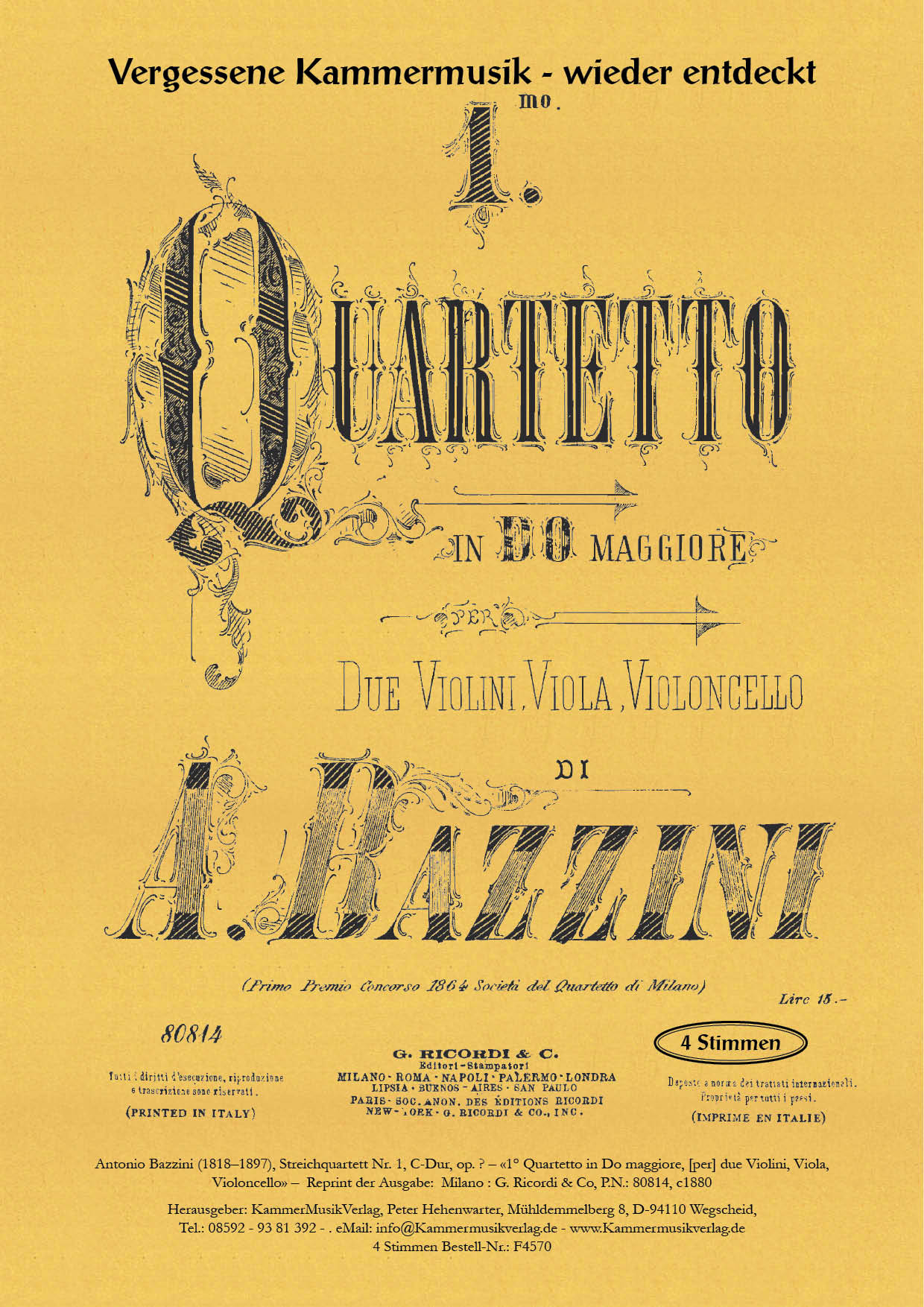 F4570-Bazzini_Titelgrafik Bazzini, Antonio – Streichquartett Nr. 1, C-Dur