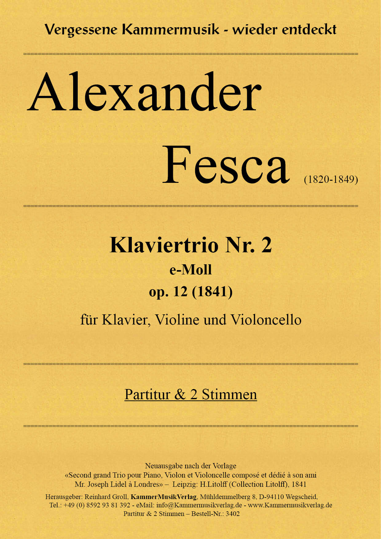 3402_Fesca_Trio_12__TitelgrafikVgP33QHbGR9Xm Fesca, Alexander – Klaviertrio Nr. 2, e-Moll, op. 12