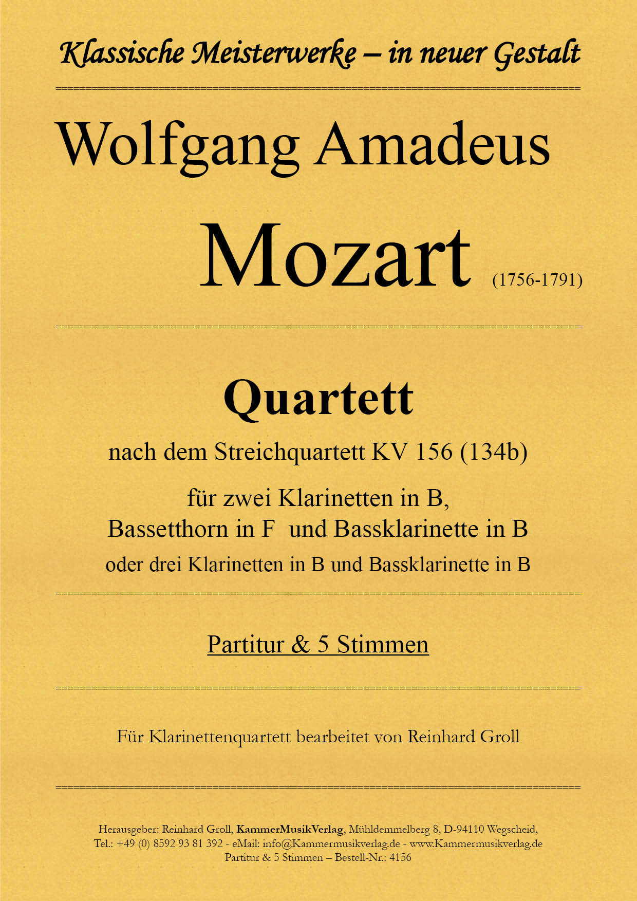4156-Mozart_KV_156__Titelgrafik Mozart, Wolfgang Amadeus – Quartet