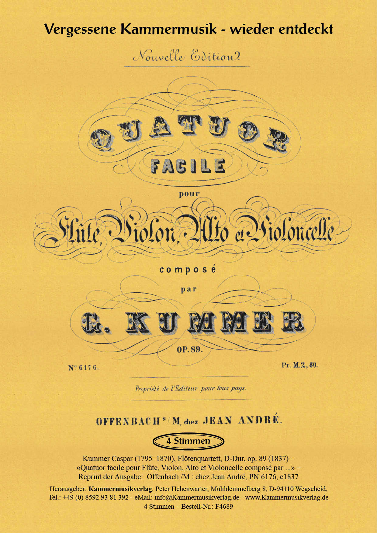 F4689-Kummer_op_89__Titelgrafik Kummer, Caspar – Flötenquartett, D-Dur, op. 89