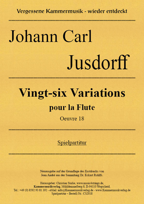 CS2018-Jusdorff-26-Var__Titelgrafik Jusdorff, Johann Carl – Vingt-six Variations pour la Flute