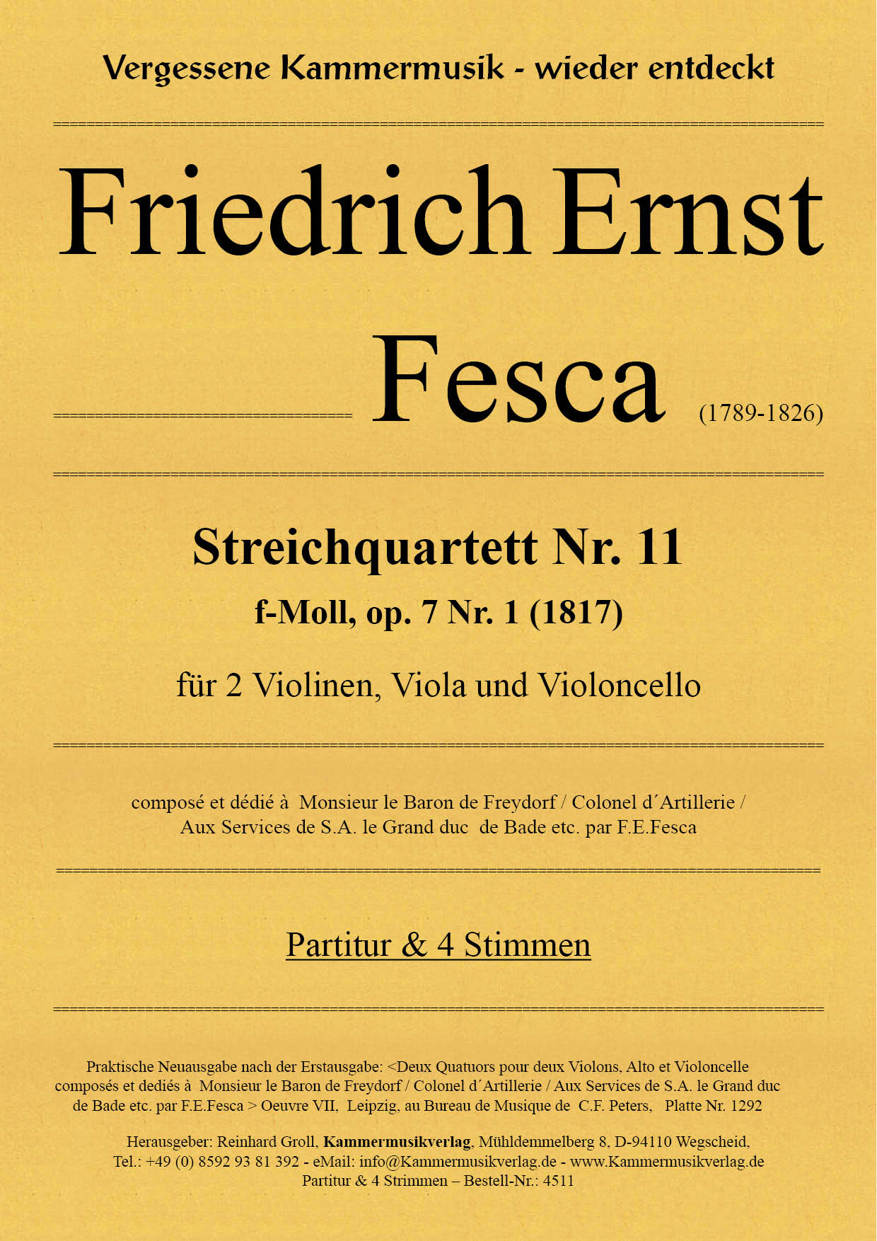4511_Fesca_op_7_1__TitelgrafiktLQFGgyNCjIWI Fesca, Friedrich Ernst - String Quartet No. 11, F minor, op. 7-1