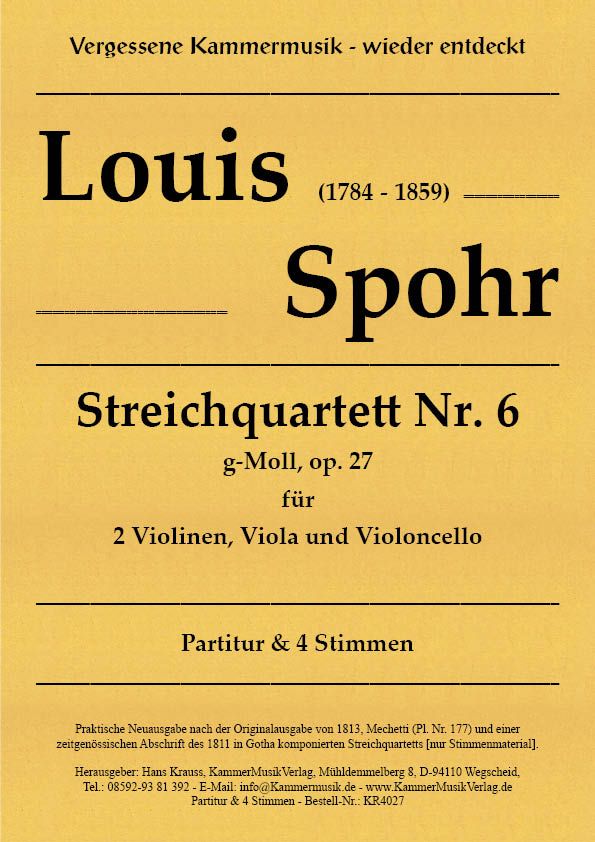 Spohr, Louis - String Quartet No. 6 Spohr, Louis - String Quartet No. 6