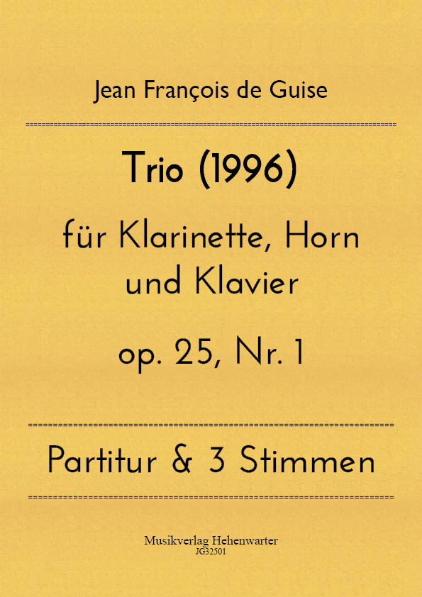 JG32501-Klarinette_Kl_Trio__Titelgrafik Guise, Jean François de - Trio for clarinet, horn and piano