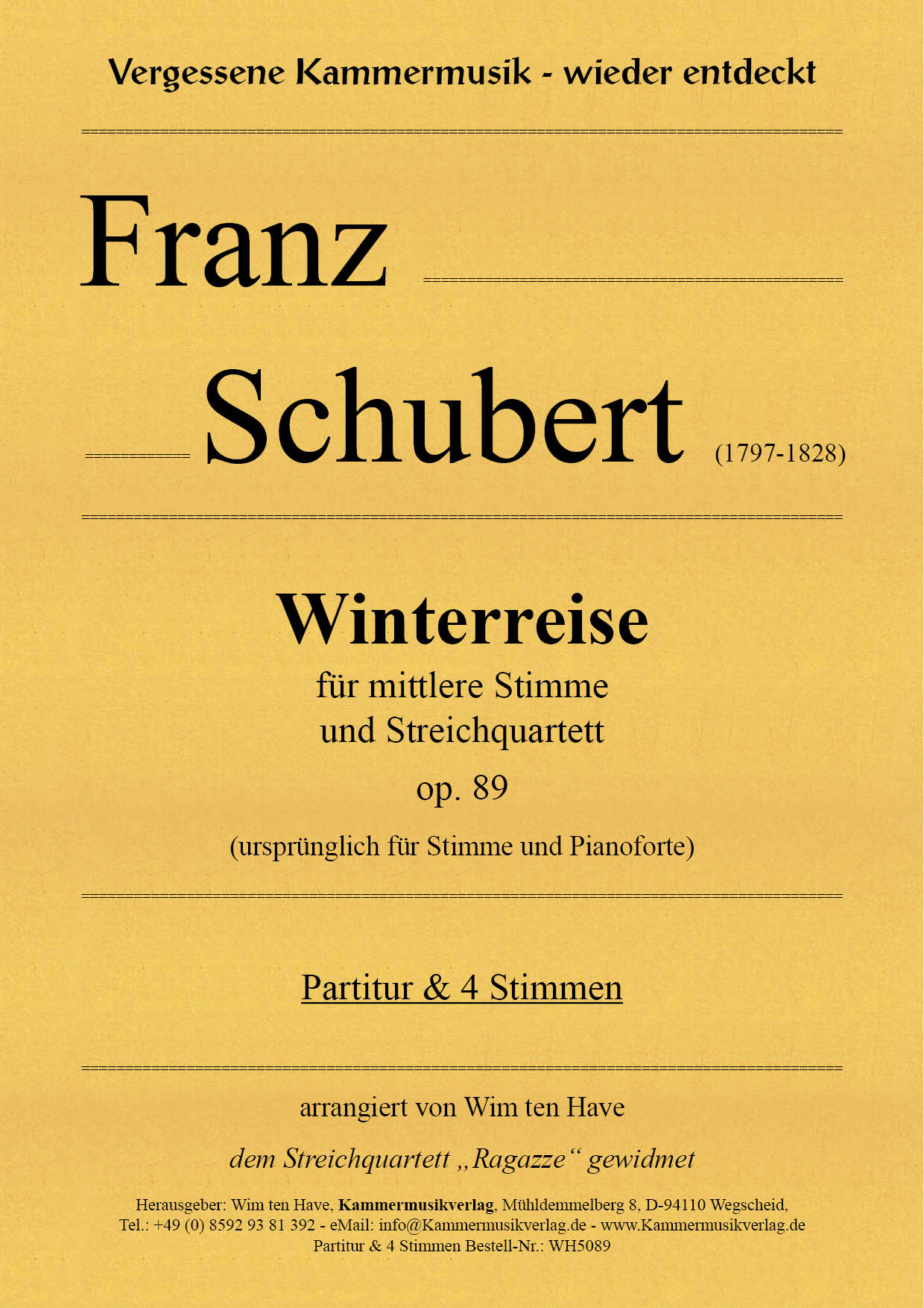 WH5089_Schubert_Winter_op_89__Titelgrafik Schubert, Franz – Winterreise für mittlere Stimme und Streichquartett