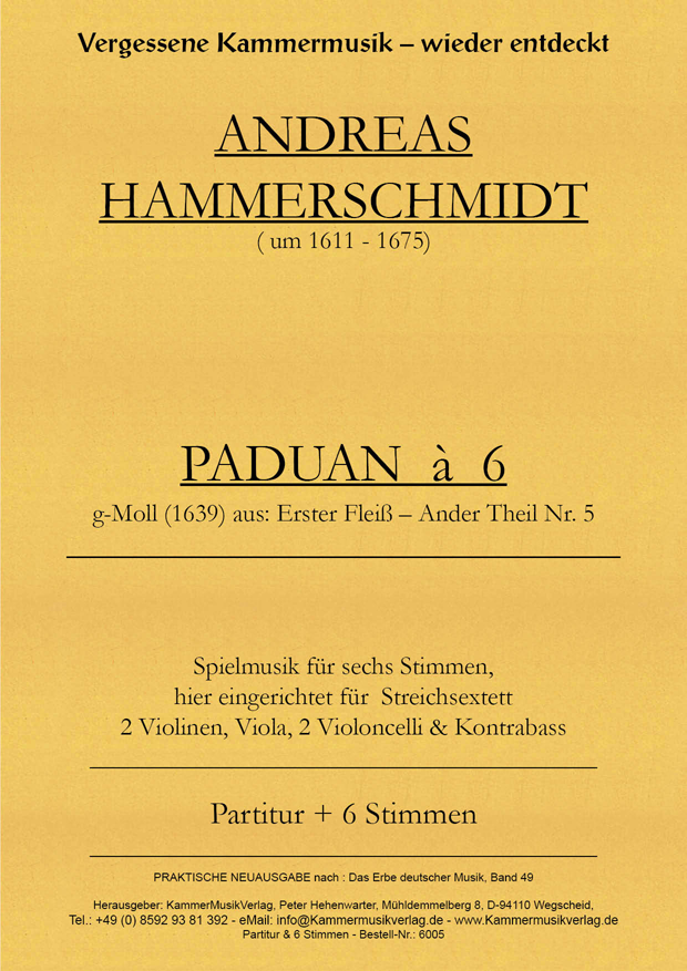 6005_Hammerschmidt_Titelgrafik Hammerschmidt, Andreas – Streichsextett m.Kb – PADUAN  à  6, g-Moll