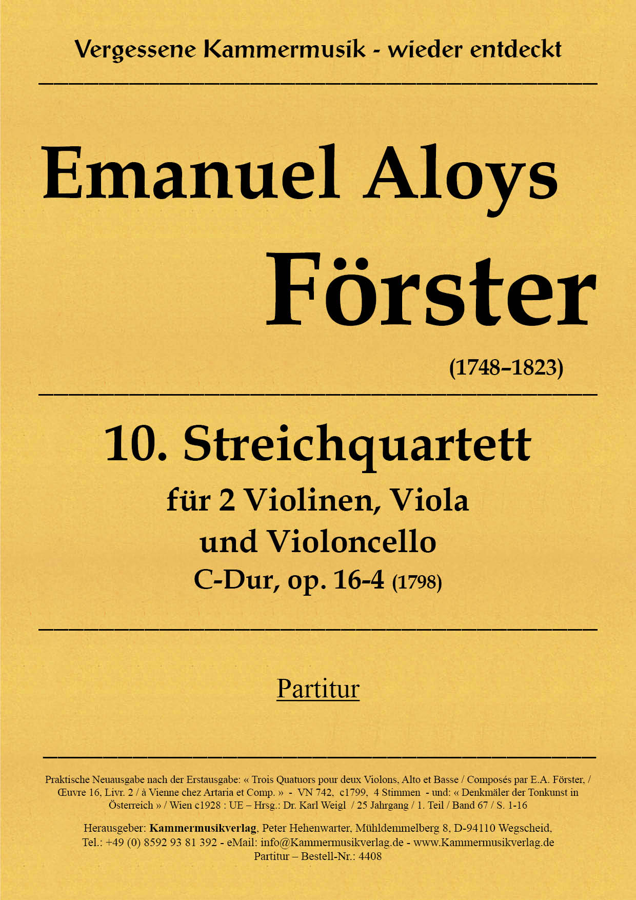 4410-Foerster_16-4__Titelgrafik Förster, Emanuel Aloys - String Quartet No. 10, C major, op. 16-4