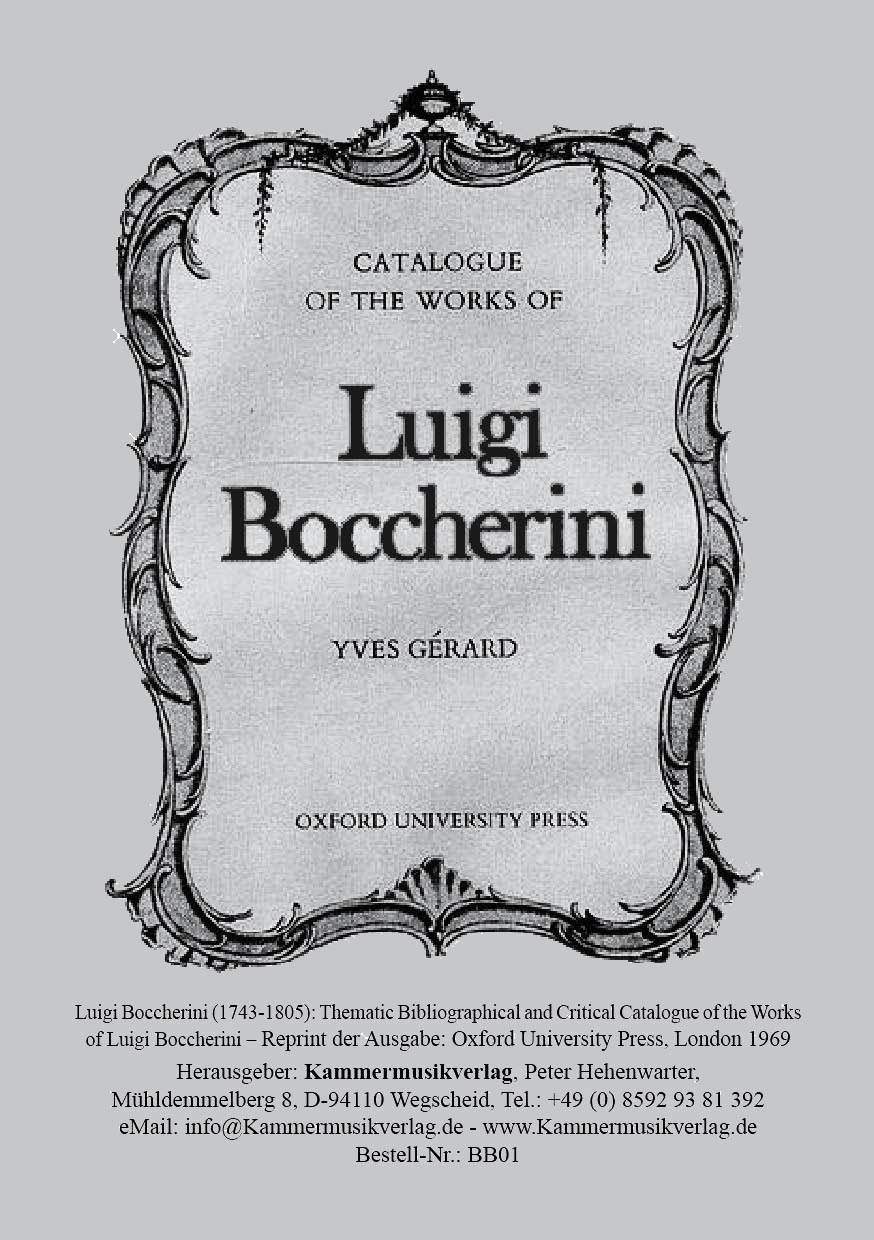 Boccherini-Katalog_00_Umschlag_Vorschau587275ab39077 Boccherini, Luigi – Thematic Bibliographical and Critical Catalogue of the Works of Luigi Boccherini