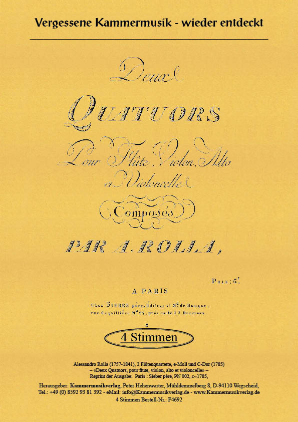 Rolla, Alessandro – 2 Flötenquartette, e-Moll und C-Dur