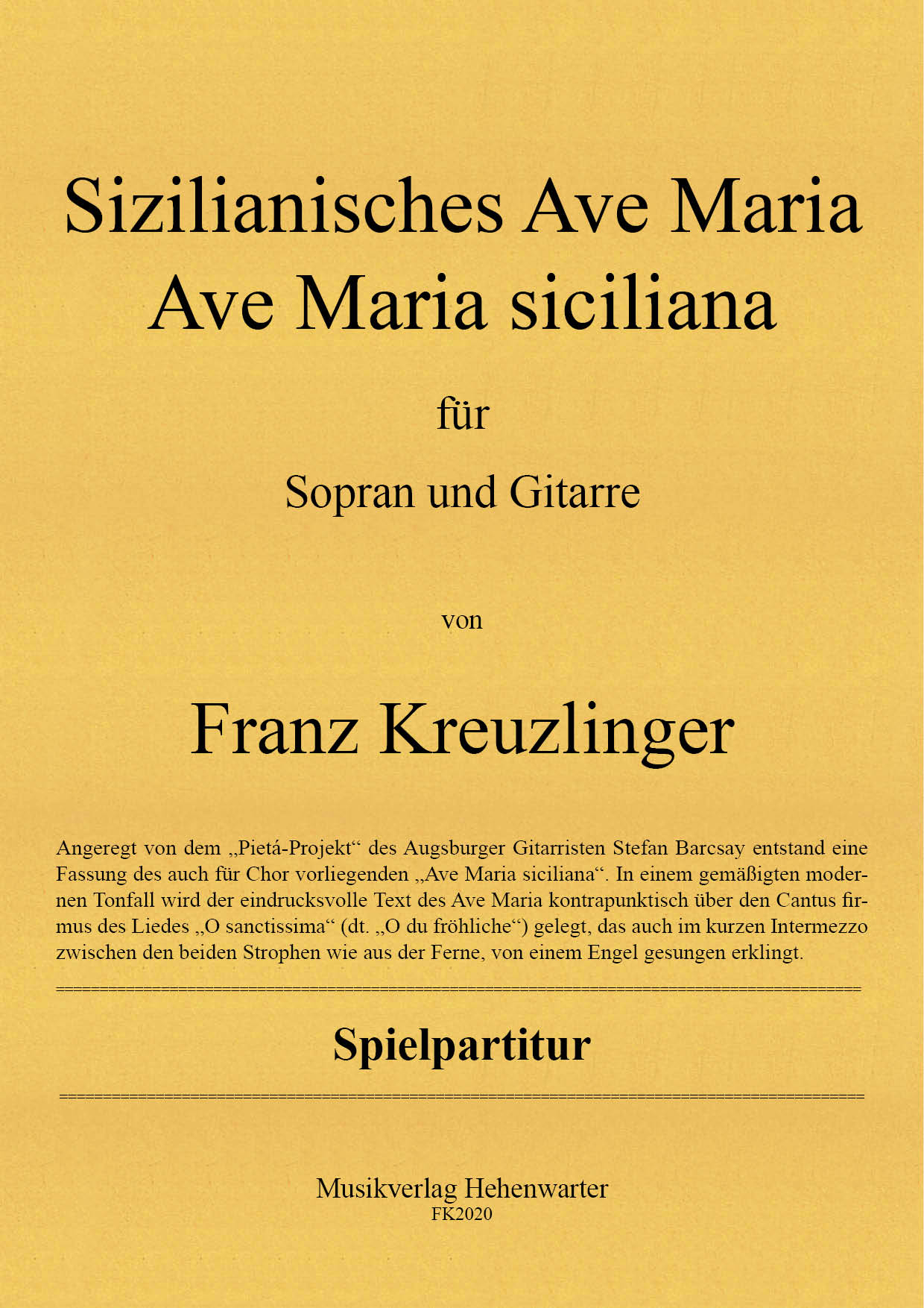 FK2020-Siciliana__Titelgrafik Kreuzlinger Franz - Sicilian Ave Maria - Ave Maria siciliana