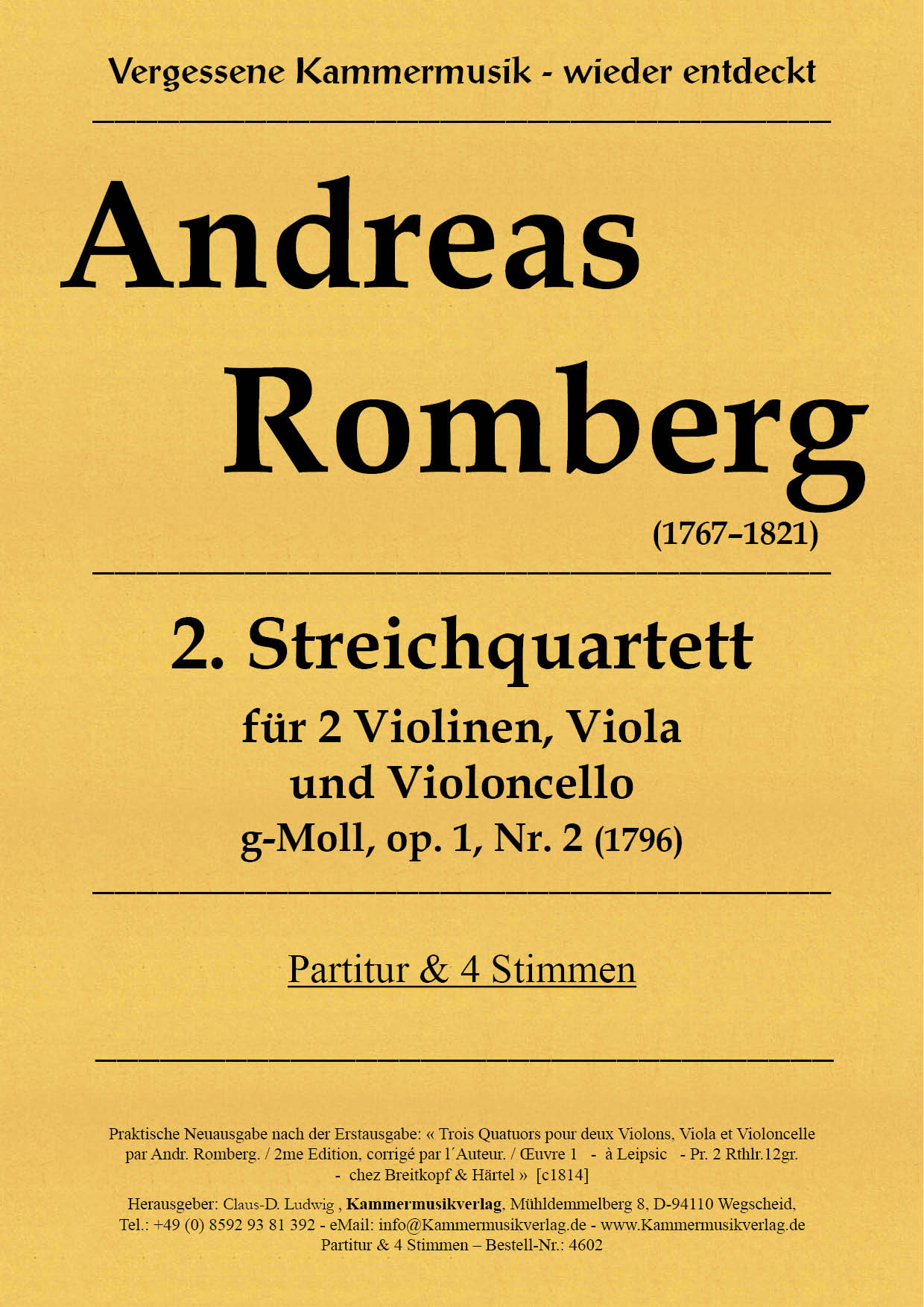 4602-Romberg_A_op_1_2__Titelgrafik Romberg, Andreas - 2nd String Quartet in G minor, Op. 1, No. 2