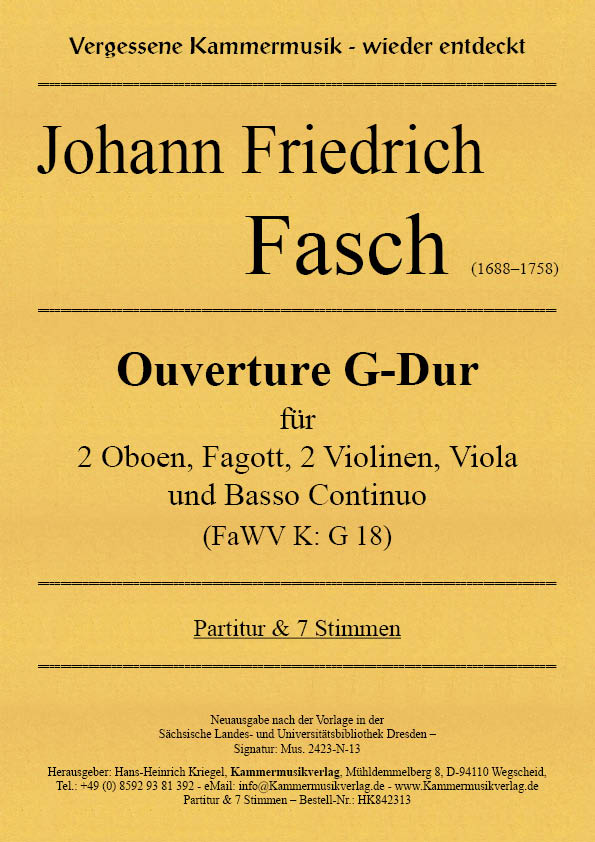 HK842313-Fasch-Ouvertuere-G-Dur__Titelgrafik Fasch, Johann Friedrich – Ouverture G-Dur