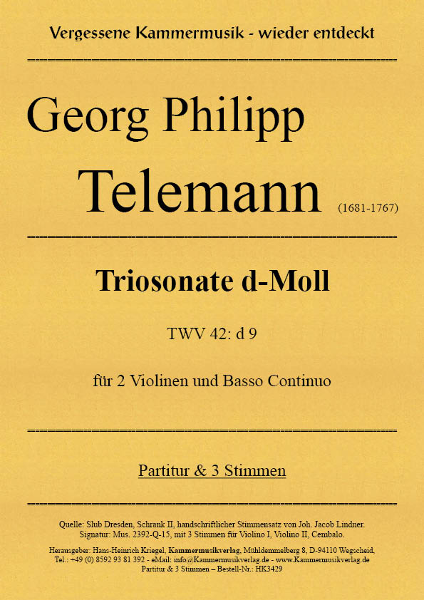 Telemann, Georg Philipp – Triosonate d-Moll Telemann, Georg Philipp – Triosonate d-Moll