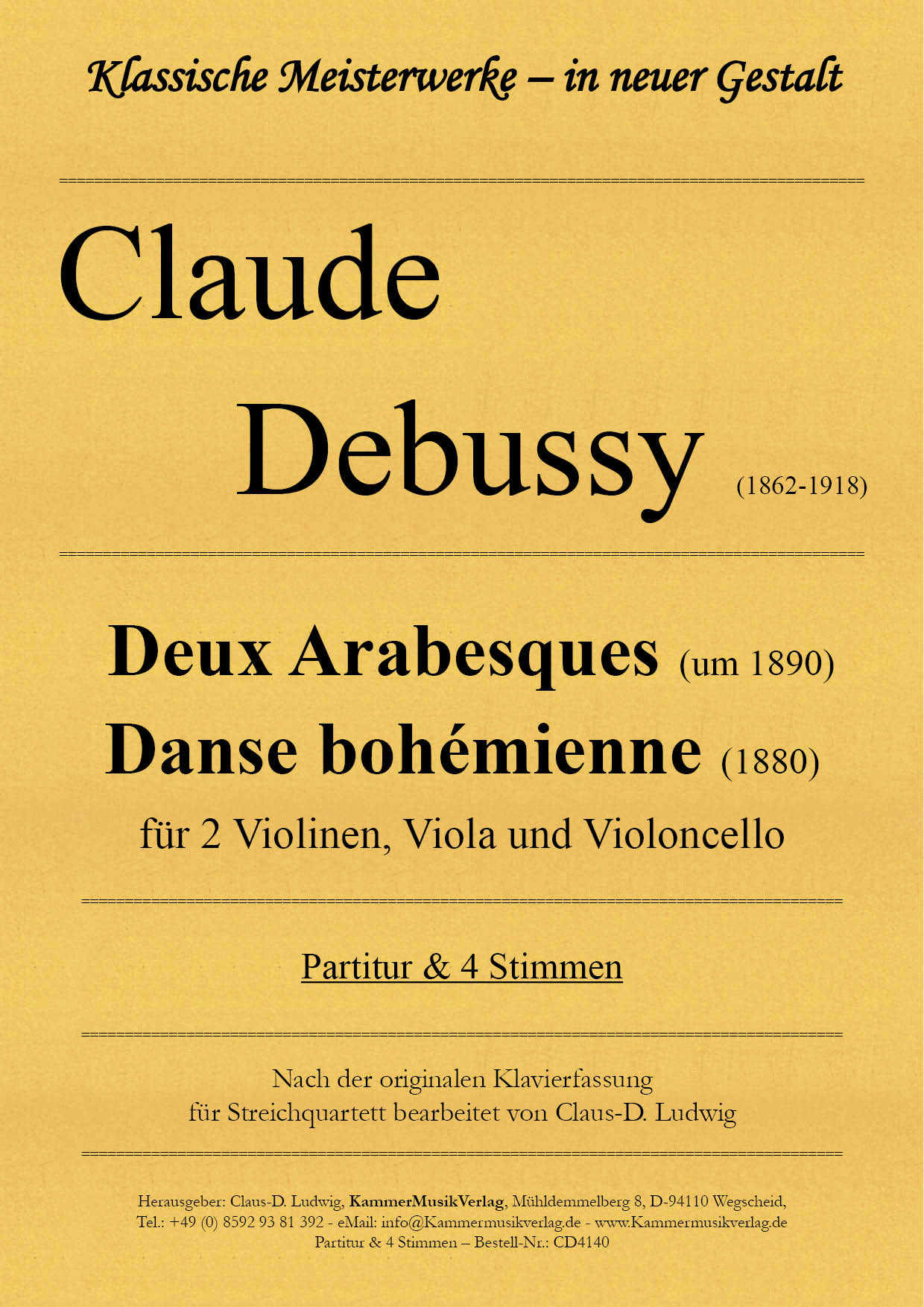 CD4140-Debussy-Arabesque__Titelgrafik Debussy, Claude – Deux Arabesques (um 1890) und Danse bohémienne (1880)
