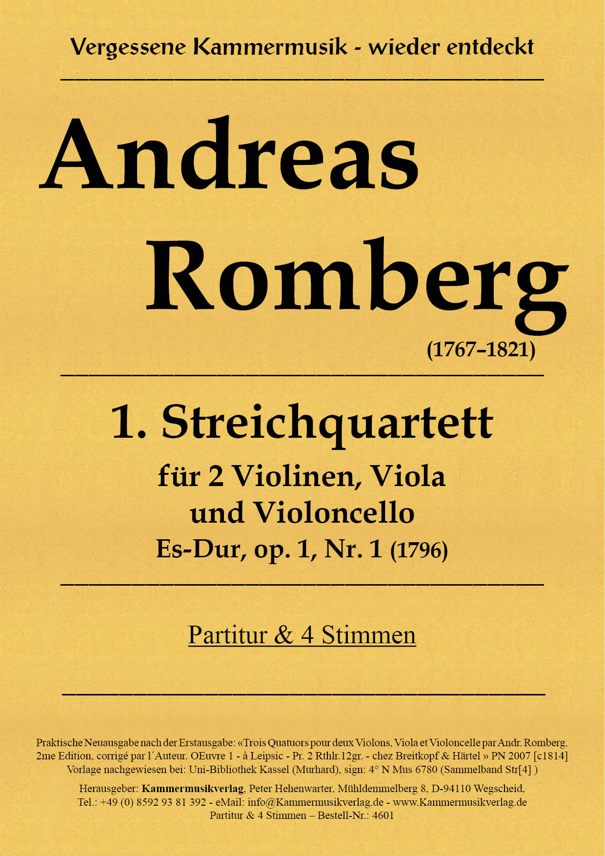 4601-Romberg_A_op_1__Titelgrafik Romberg, Andreas – Streichquartett Nr. 1, Es-Dur, op. 1-1