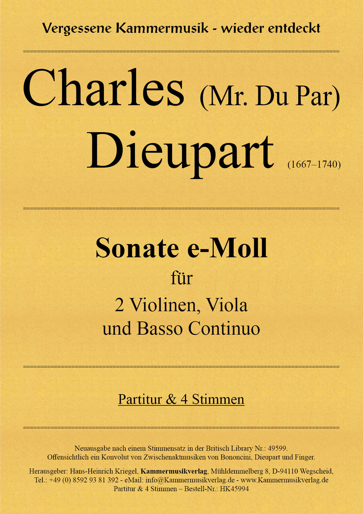 HK45994-DuPar_Sonate-e_Moll__Titelgrafik Dieupart Charles - Sonata in E minor