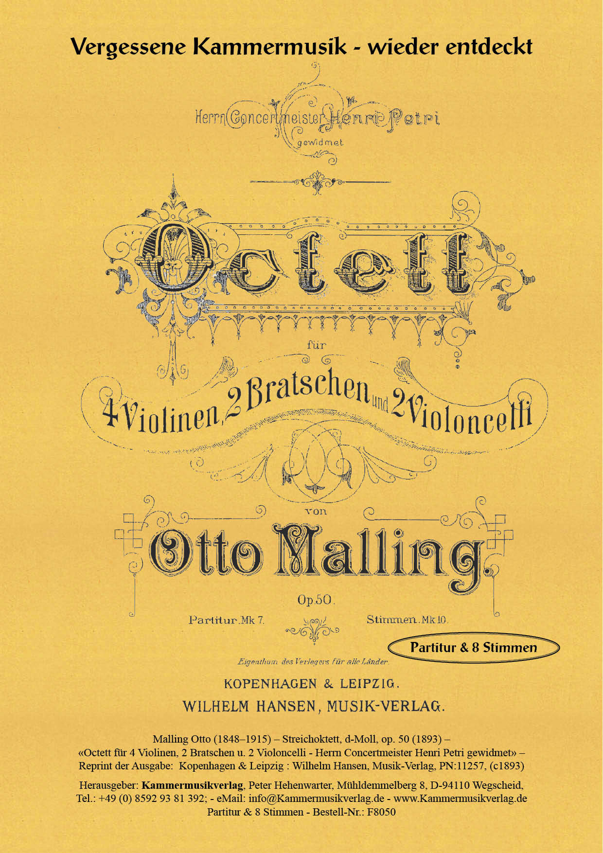 F8050-Mailling_op_50__Titelgrafik Malling, Otto – Streichoktett, d-Moll, op. 50