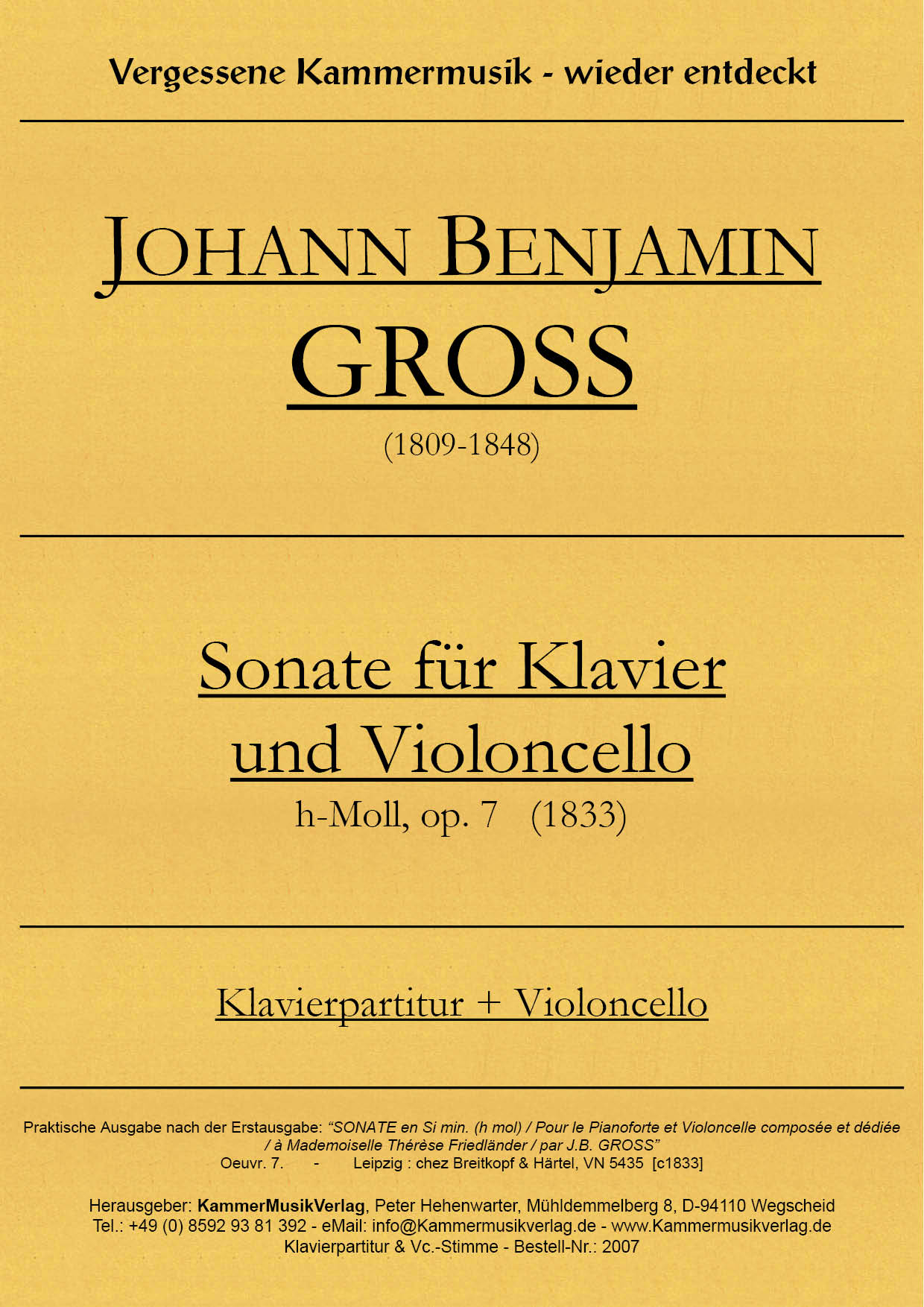 2007-Gross_op_7__Titelgrafik Groß, Johann Benjamin – Sonate für Violoncello & Klavier, h-Moll, op. 7
