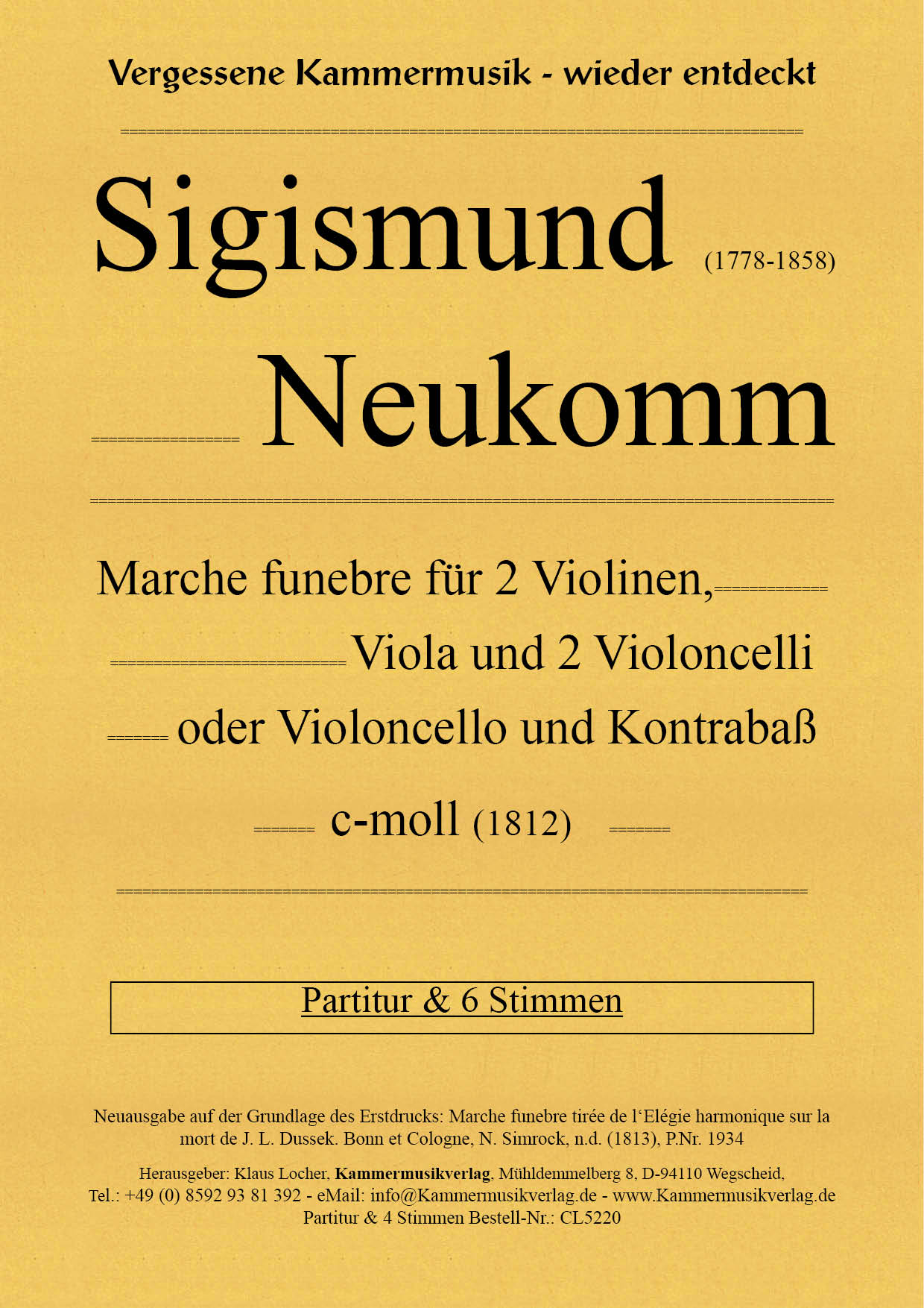 CL5220-Neukomm_Titelgrafik599b199a6b3ac Neukomm, Sigismund – Marche funebre, c-Moll