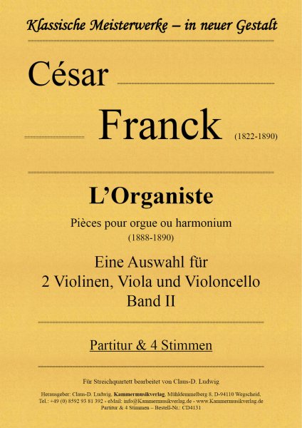 Franck, César – L’Organiste Pièces pour orgue ou harmonium Band II