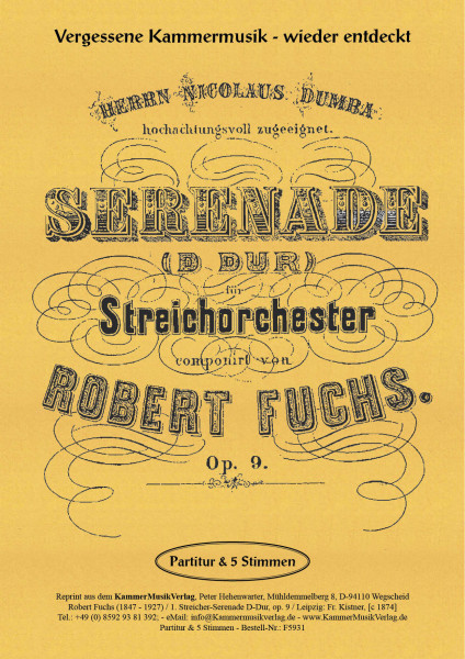 Fuchs, Robert – Serenade für Streichorchester Nr. 1, D-Dur, op. 9