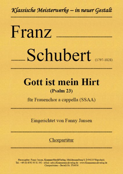 Schubert, Franz – Gott ist mein Hirt (Psalm 23) für Frauenchor a cappella